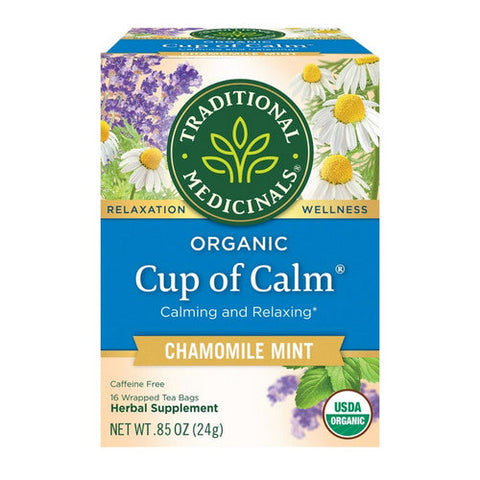 Traditional Medicinals, Organic Cup Of Calm Chamomile Mint Caffeine Free, 16 Bags Traditional Medicinals