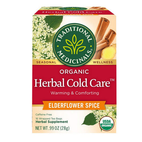 Traditional Medicinals, Organic Herbal Cold Care Tea Elderflower Spice, 16 Bags Traditional Medicinals