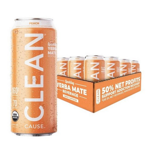 Clean Cause, Yerba Mate Peach Clean, 16 Oz(Case Of 12) Clean Cause