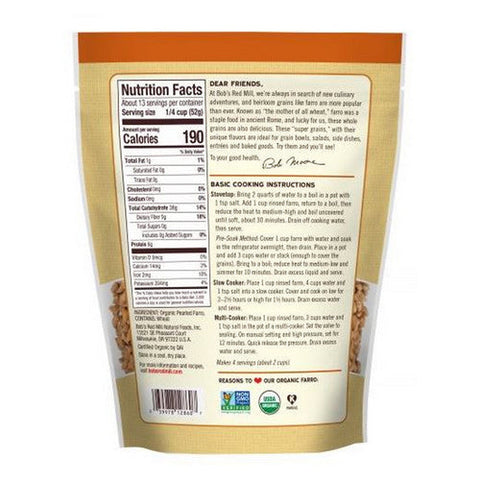 Bobs Red Mill, Grain Farro, Case of 4 X 24 Oz Bobs Red Mill