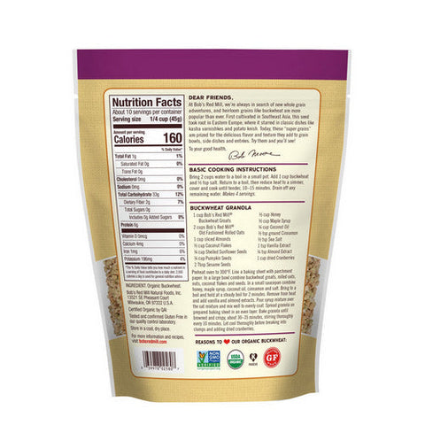 Bobs Red Mill, Organic Buckwheat Groats, 16 Oz(Case Of 4)