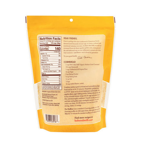Bobs Red Mill, Orgainc Medium Grind Corn Meal, 24 Oz(Case Of 4)