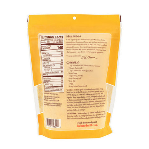 Bobs Red Mill, Medium Grind Corn Meal, 24 Oz(Case Of 4)