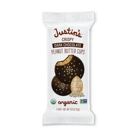 Justin's, Organic Dark Chocolate Crispy Peanut Butter Cups, 1.32 Oz(Case Of 12) Justin's