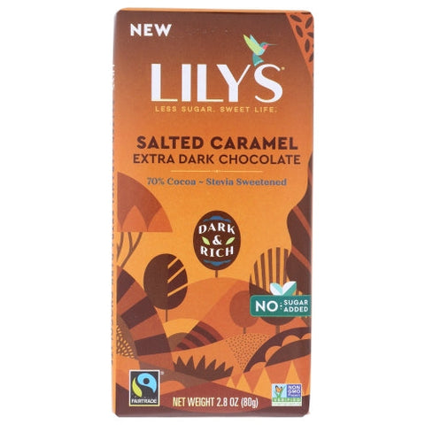 Lilys Sweets, Salted Caramel Extra Dark Bitter Chocolate, 2.8 Oz(Case Of 12) Lilys Sweets