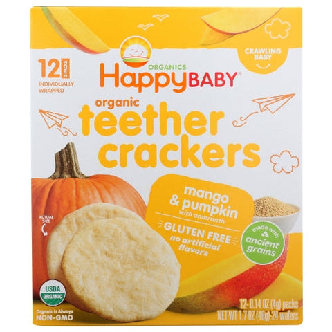 Happy Baby Food, Organic Teether Crackers Mango And Pumpkin, 1.7 Oz(Case Of 6) Happy Baby Food