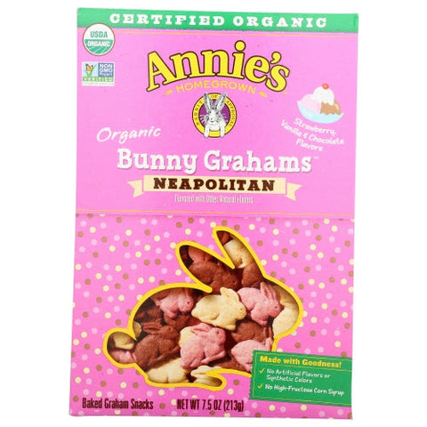 Annie's Homegrown, Organic Bunny Grahams Neapolitan, 7.5 Oz(Case Of 12) Annie's Homegrown