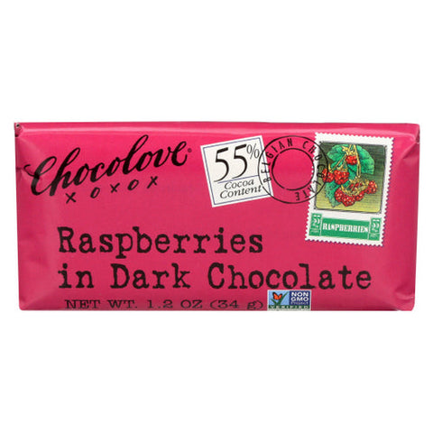 Chocolove, Dark Chocolate Bar Raspberries, 1.3 Oz(Case Of 12) Chocolove