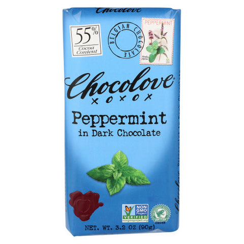 Chocolove, Peppermint Dark Chocolate Bar, 3.2 Oz(Case Of 12) Chocolove