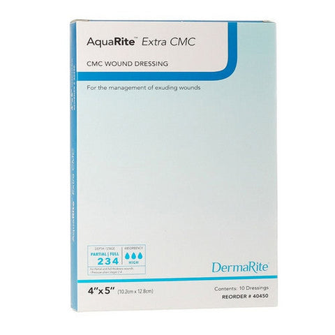 DermaRite, Gelling Fiber Wound Dressing AquaRite Extra CMC 6 X 6 Inch Square Sterile, Box Of 10 DermaRite