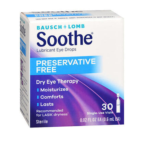 Bausch + Lomb, Soothe Lubricant Eye Drops, 30 Count Bausch + Lomb