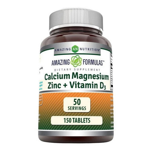 Calcium Magnesium Zinc Plus Vitamin D3 150 Tabs by Amazing Nutrition