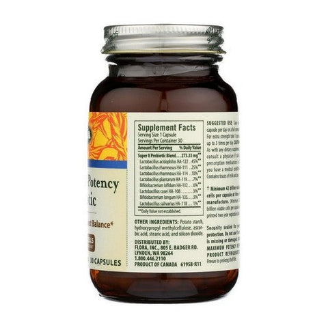 Flora, Udo'S Choice Super 8 Hi-Potency Probiotic, 42 Billion Cells, 30 Caps Flora