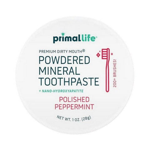 Primal Life Organics, Powdered Mineral Toothpaste With Nano-Hydroxyapatite Polished Peppermint, 1 Oz Primal Life Organics