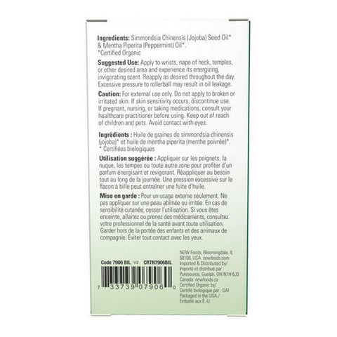 Now Foods, Organic Roll-On Peppermint Essential Oil Blend, 10 Ml Now Foods