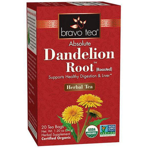 Bravo Tea, Absolute Dandelion Root Roasted Herbal Tea, 20 Bags Bravo Tea