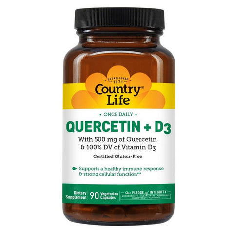 Country Life, Quercetin + D3, 90 Caps Country Life