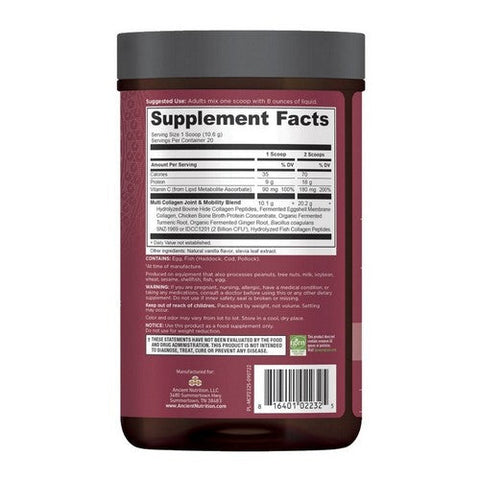 Ancient Nutrition, Multi Collagen Protein Joint Plus Mobility Vanilla, 8 Oz Ancient Nutrition