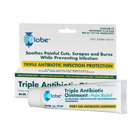 Globe, Triple Antibiotic Ointment Plus Pain Relief, 28.4 Grams Globe