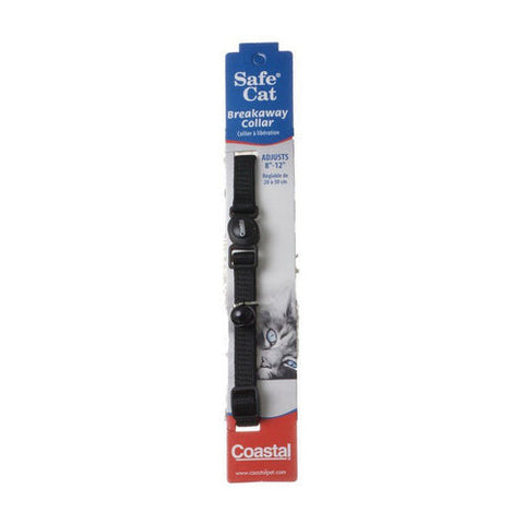 Safe Cat Nylon Adjustable Breakaway Collar - Black 8"-12" Neck by Coastal Pet