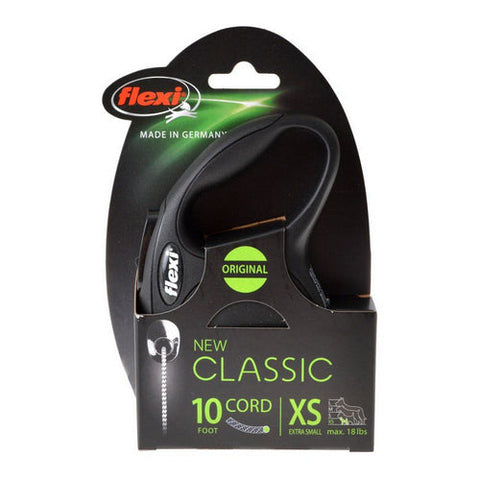 Flexi, New Classic Retractable Cord Leash - Black, X-Small - 10' Cord (Pets up to 18 lbs) Flexi