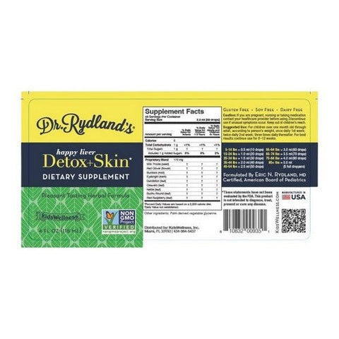 Dr. Rydland's, Kids Wellness Detox Plus Skin Herbal Formula Drops, Herbal Formula 2 Oz Dr. Rydland's