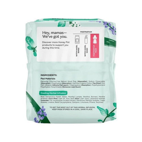 The Honey Pot, Organic Herbal-Infused Pads with Wings Post-Partum, 12 Count The Honey Pot