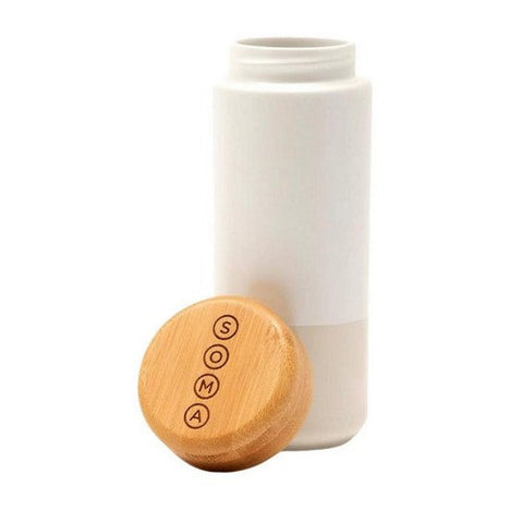 Soma, Insulated Ceramic Mug With Bamboo Lid Pearl, 12 Oz Soma