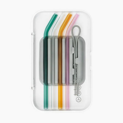 Soma, Glass Straw Set Clear, 4 Count Soma