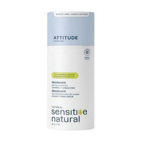Attitude, Sensitive Deodorant Plastic Free Unscented, 3 Oz