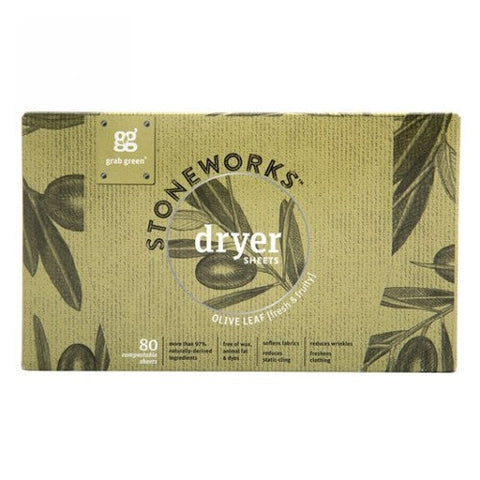 Grab Green, Stoneworks Dryer Sheets Olive Leaf, 80 Count Grab Green