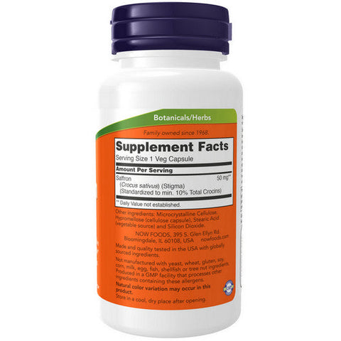 Now Foods, Saffron, 50 Mg, 60 Veg Caps Now Foods