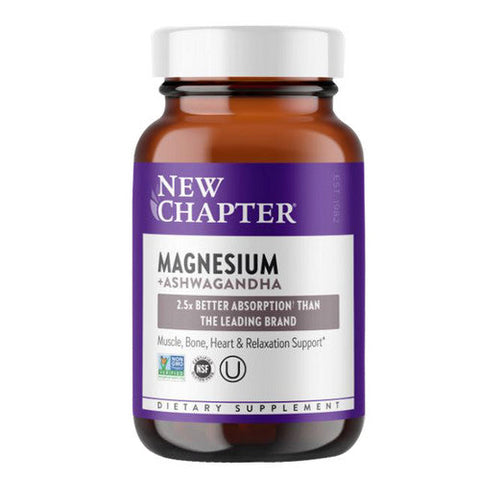 New Chapter, Magnesium + Ashwagandha, 325 Mg, 60 Veg Tabs New Chapter