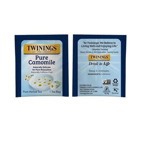 Twinings Tea, Herbal Tea Pure Chamomile Caffeine Free, 50 Bags (Case of 6) Twinings Tea
