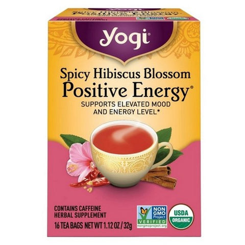 Yogi, Spicy Tea Hibiscus Blossom Positive Energy, 16 Bags (Case of 6) Yogi