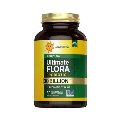 Renew Life, Ultimate Probiotic Flora Adult 50 Plus, 30 Billion CFU, 30 Vegan Capsules Renew Life