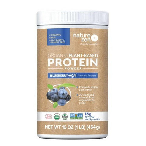 Nature Zen, Organic Plant Protein Blueberry Acai, 16 Oz Nature Zen