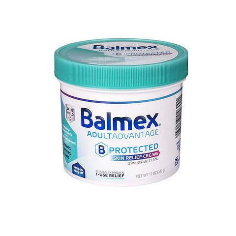 Balmex, Adult Advantage Zinc Oxide 11.3% B Protected Skin Relief Cream, 12 Oz Balmex