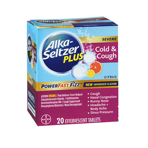 Alka-Seltzer, Plus Severe Cold & Cough Powerfast Fizz Effervescent Tablets Citrus, 20 Tabs Alka-Seltzer