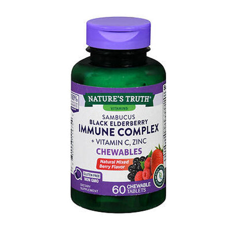 Nature's Truth, Sambucus Black Elderberry Immune Complex + Vitamin C Zinc Mixed Berry Flavor, 60 Count Nature's Truth