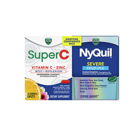 Vicks, Nyquil Severe And Super C Nighttime Convenience, 26 Caps Vicks