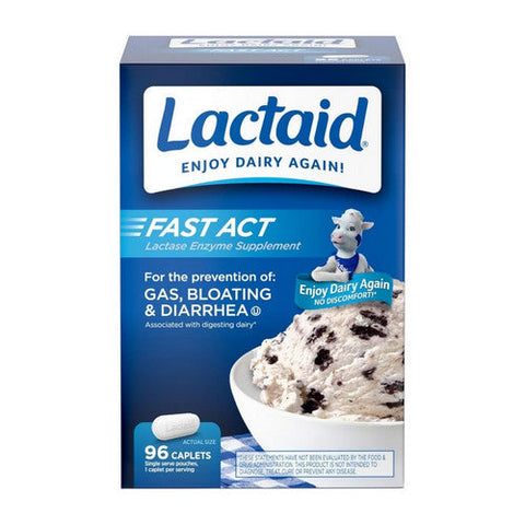 Lactaid, Fast Act Lactase Enzyme Supplement, 96 Caplets Lactaid