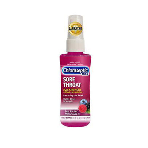 Chloraseptic, Phenol Oral Pain Reliever Sore Throat Spray Wild Berries Max, 4 Oz Chloraseptic