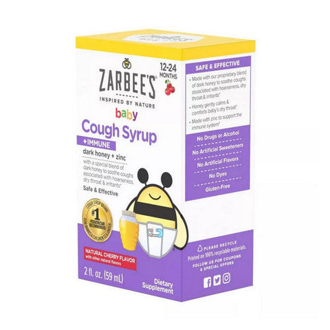 Zarbees, Baby Cough Syrup + Immune Natural Cherry, 2 Oz Zarbees