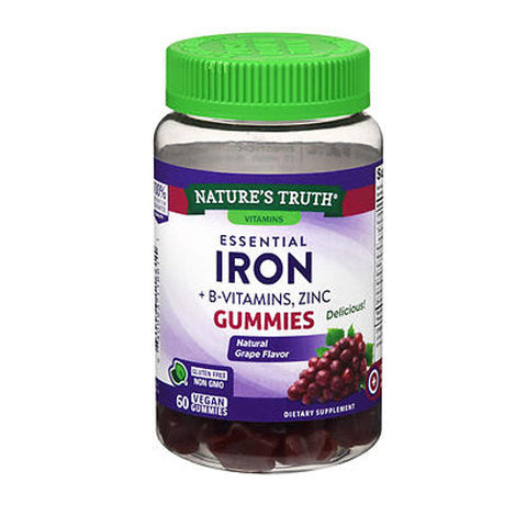 Nature's Truth, Essential Iron + B-Vitamins, Zinc Gummies Natural Grape Flavor, 60 Gummies Nature's Truth