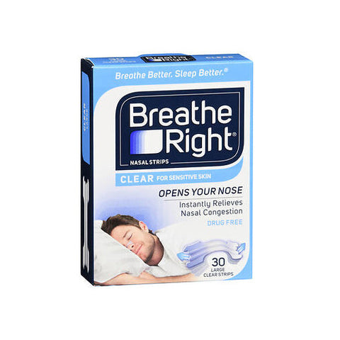 Breathe Right, Nasal Strips Large Clear, 30 Count Breathe Right