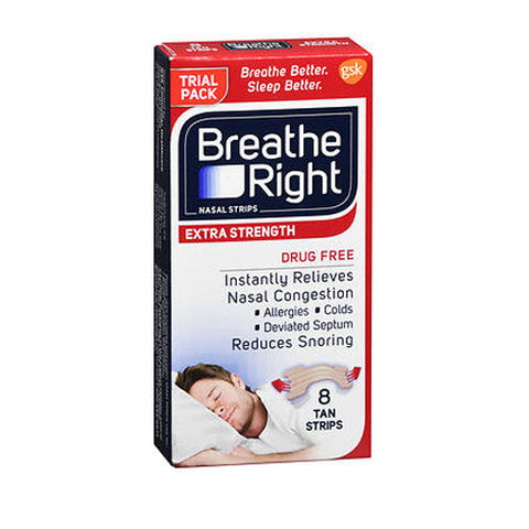 Breathe Right, Nasal Strips Extra Strength Tan, 8 Count Breathe Right