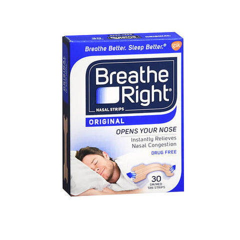 Breathe Right, Nasal Strips Original Tan Small And Medium, 30 Count Breathe Right