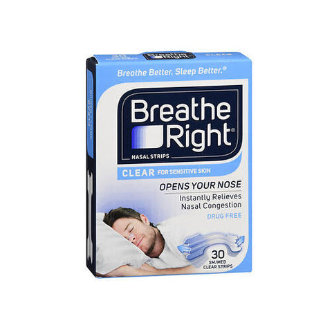 Breathe Right, Nasal Strips Small And Medium Clear, 30 Count Breathe Right