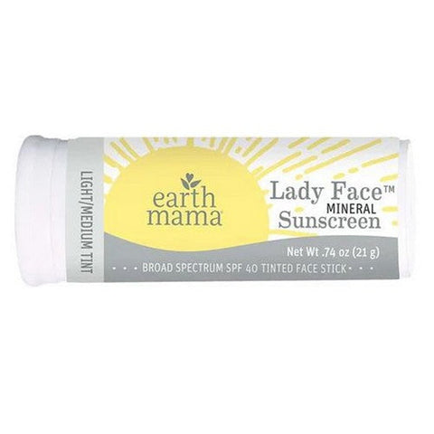 Earth Mama Angel Baby, Face Sunscreen Stick SPF40 Light & Medium, .74 Oz Earth Mama Angel Baby
